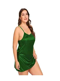 Galsmaky Stylish Satin Perfect for Every Hot Night with Set for Every Honeymoon Night Sexy Babydoll Nighty Sleepwear Free Size (28 to 34) inch Green-thumb1