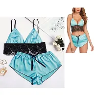 Galsmaky Trendy Hot Sexy Satin Lingerie Set|Non Padded Bra Panty Set for Women|Bikini Lace Bra Panty Lingerie Set Free Size(28 to 36) Inch-thumb1