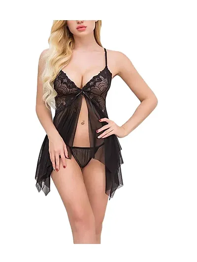 Womens Hot Babydoll Nighty, Lingerie Set for H)Inch