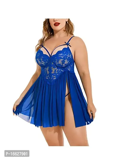 Galsmaky Trendy Hot Women Babydoll Lingerie Set|Babydoll Dress Women|Babydoll Dress Women Sexy Honeymoon (Free Size -28 to 38) Inch Blue-thumb0