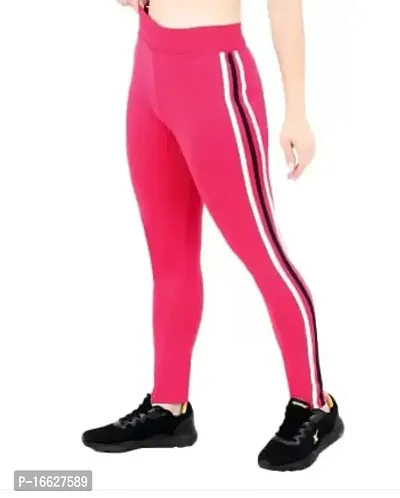 Galsmaky Women's Regular Fit Gym, Yoga  Sports Wear Pants| Stretchable Sports Tights| Track Pants for Women |(Free Size 28-34 inch) Pink-thumb0