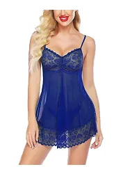 R K Women Women Baby doll Night Dress | Sexy Night Dress Above Knee Set for Honeymoon Free Size(28 to 36) Inch (301-Blue)-thumb3