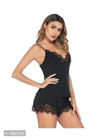 Trendy Women's  Girl's Stylish Hot Night Sexy Babydoll Night Dress|Sexy Dress Sleepwear Black Girls Top  Shorts Nighty Free Size(28 to 36) Inch