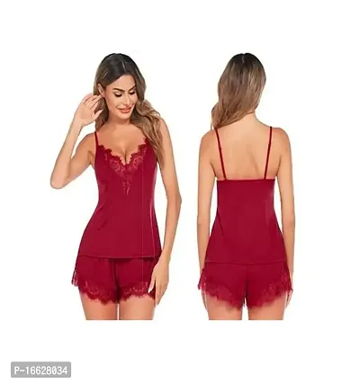 Looking Hot Sexy Babydoll Night Dress|Women Honeymoon Night Lingerie Set| Girls Top  Pajama Set Free Size(28 to 36) Inch Maroon