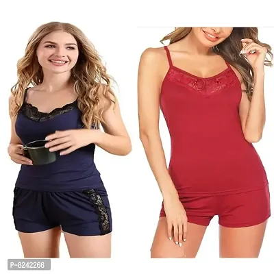 Trendy Fashionable Women Sexy Baby Doll Night Wear Dress Nightsuits Combo Set