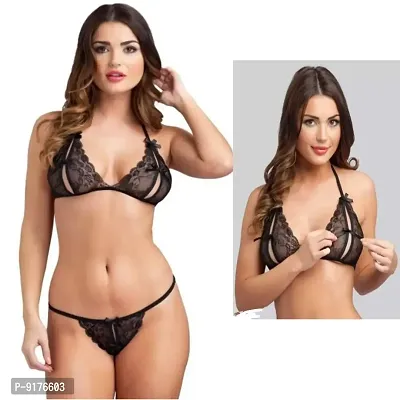 Stylish  Comfortable  Baby Doll Lace Bra  Panty Lingerie Set Free Size (28 to 36 inch)-thumb2