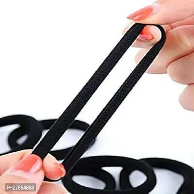 Soft, Comfortable Elastic Hair Rubber Bands, Ponytail Ties, Stretchable Hair Rubber Bands For Women and Girls-Black ( 30 Pcs)-thumb2