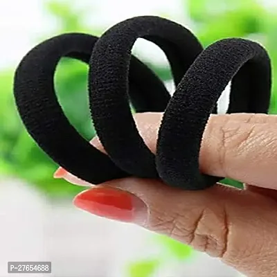 Soft, Comfortable Elastic Hair Rubber Bands, Ponytail Ties, Stretchable Hair Rubber Bands For Women and Girls-Black ( 30 Pcs)-thumb3
