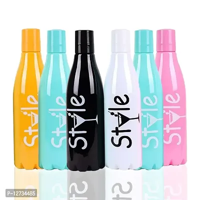 HOMIZE Style Pattern Colorful Water Bottle for Fridge, for Home, Office, Gym  School Boy 1000 ml Bottle (Pack of 6, Colorful, Multicolor, Plastic)-thumb0