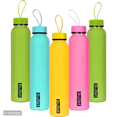 HOMIZE Bullet Colorful Water Bottle for Fridge, for Home, Office, Gym  School Boy 1000 ml Bottle (Pack of 5, Multicolor)-thumb0