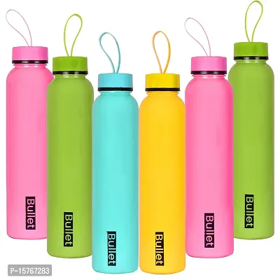 HOMIZE Bullet Colorful Water Bottle for Fridge, for Home, Office, Gym  School Boy 1000 ml Bottle (Pack of 6, Multicolor)-thumb0