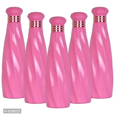 HOMIZE Layer Pattern Colorful Water Bottle for Fridge, for Home, Office, Gym  School Boy 1000 ml Bottle (Pack of 5, Colorful, Pink, Plastic)-thumb0