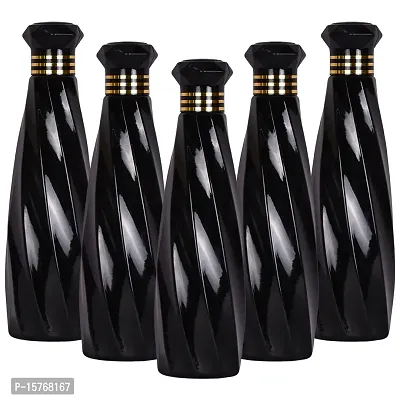 HOMIZE Layer Pattern Colorful Water Bottle for Fridge, for Home, Office, Gym  School Boy 1000 ml Bottle (Pack of 5, Colorful, Black, Plastic)