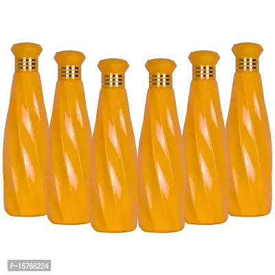 HOMIZE Layer Pattern Colorful Water Bottle for Fridge, for Home, Office, Gym  School Boy 1000 ml Bottle (Pack of 6, Colorful, Yellow, Plastic)-thumb0