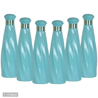 HOMIZE Layer Pattern Colorful Water Bottle for Fridge, for Home, Office, Gym  School Boy 1000 ml Bottle (Pack of 6, Colorful, Blue, Plastic)-thumb0