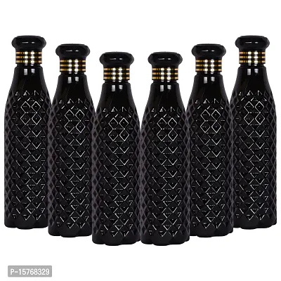 Diamond Pattern Colorful Water Bottle For Fridge For Home Office Gym School Boy 1000 Ml Bottle Pack Of 3 Colorful Black Plastic-thumb0