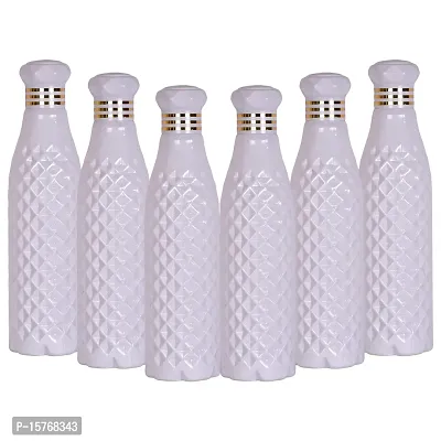 HOMIZE Diamond Pattern Colorful Water Bottle for Fridge, for Home, Office, Gym  School Boy 1000 ml Bottle (Pack of 6, Colorful, White, Plastic)
