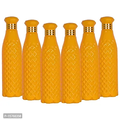 HOMIZE Diamond Pattern Colorful Water Bottle for Fridge, for Home, Office, Gym  School Boy 1000 ml Bottle (Pack of 6, Colorful, Yellow, Plastic)-thumb0