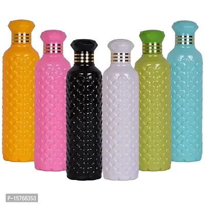 HOMIZE Pinapple Pattern Colorful Water Bottle for Fridge, for Home, Office, Gym  School Boy 1000 ml Bottle (Pack of 6, Colorful, White, Plastic)-thumb0