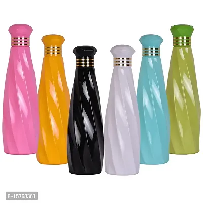 HOMIZE Layer Pattern Colorful Water Bottle for Fridge, for Home, Office, Gym  School Boy 1000 ml Bottle (Pack of 6, Colorful, White, Plastic)
