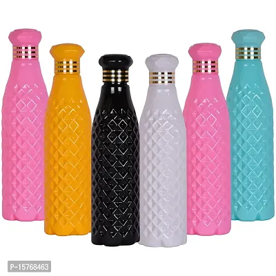 HOMIZE Diamond Pattern Colorful Water Bottle for Fridge, for Home, Office, Gym  School Boy 1000 ml Bottle (Pack of 6, Colorful, Multicolor, Plastic)