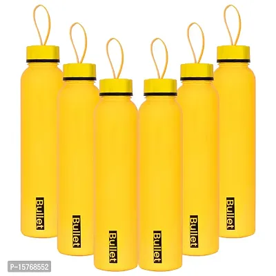 HOMIZE Bullet Colorful Water Bottle for Fridge, for Home, Office, Gym  School Boy 1000 ml Bottle (Pack of 6,  Yellow)-thumb0