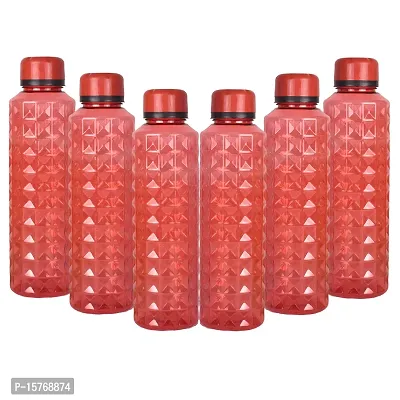 HOMIZE Daimond Water Bottel  for Fridge, for Home, Office, Gym  School Boy 1000 ml Bottle (Pack of 6, Red Color ,Plastic)