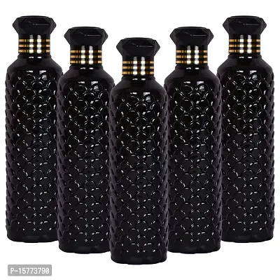 HOMIZE Pinapple Pattern Colorful Water Bottle for Fridge, for Home, Office, Gym  School Boy 1000 ml Bottle (Pack of 5, Colorful, Black, Plastic)