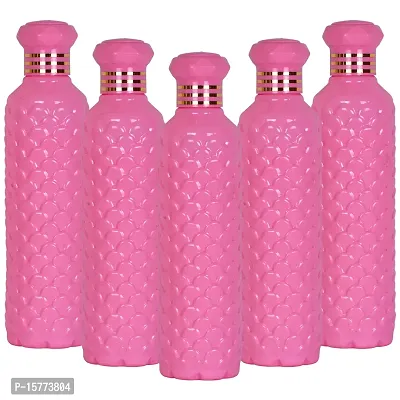 HOMIZE Pinapple Pattern Colorful Water Bottle for Fridge, for Home, Office, Gym  School Boy 1000 ml Bottle (Pack of 5, Colorful, Pink, Plastic)