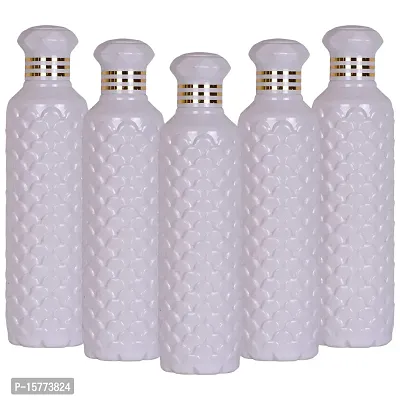 HOMIZE Pinapple Pattern Colorful Water Bottle for Fridge, for Home, Office, Gym  School Boy 1000 ml Bottle (Pack of 5, Colorful, White, Plastic)-thumb0