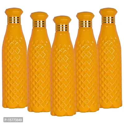 HOMIZE Diamond Pattern Colorful Water Bottle for Fridge, for Home, Office, Gym  School Boy 1000 ml Bottle (Pack of 5, Colorful, Yellow, Plastic)