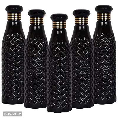 HOMIZE Diamond Pattern Colorful Water Bottle for Fridge, for Home, Office, Gym  School Boy 1000 ml Bottle (Pack of 5, Colorful, Black, Plastic)