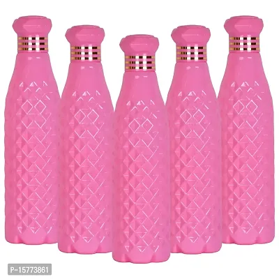 HOMIZE Diamond Pattern Colorful Water Bottle for Fridge, for Home, Office, Gym  School Boy 1000 ml Bottle (Pack of 5, Colorful, Pink, Plastic)
