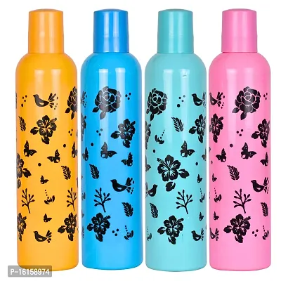 HOMIZE Flower Printed Colorful Water Bottle for Fridge, for Home, Office, Gym  School Boy 1000 ml Bottle (Pack of 4 Combo, Multicolor, Plastic)-thumb0
