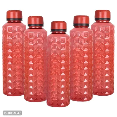 HOMIZE Daimond Water Bottel  for Fridge, for Home, Office, Gym  School Boy 1000 ml Bottle (Pack of 5, Red Color ,Plastic)