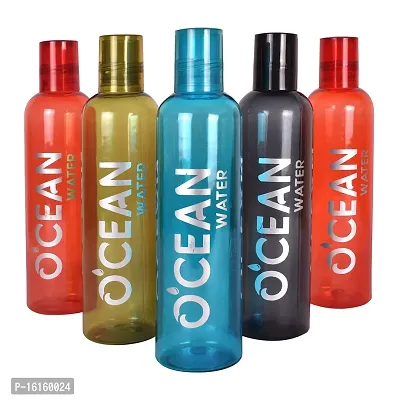 HOMIZE 500ML Transparent Ocean Water Bottle for Fridge, for Home, Office, Gym  School Boy 500ml Bottle (Pack of 5 Multicolor, Plastic)-thumb0