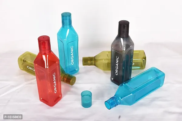 HOMIZE 500ML Transparent Organic Water Bottle for Fridge, for Home, Office, Gym  School Boy 500ml Bottle (Pack of 5 Multicolor, Plastic)-thumb2