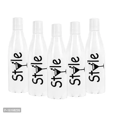 HOMIZE Style Pattern Colorful Water Bottle for Fridge, for Home, Office, Gym  School Boy 1000 ml Bottle (Pack of 5, Black White , Plastic)-thumb0