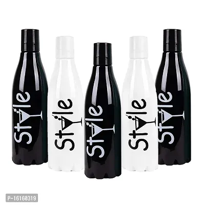 HOMIZE Style Pattern Colorful Water Bottle for Fridge, for Home, Office, Gym  School Boy 1000 ml Bottle (Pack of 5, Black White , Plastic)