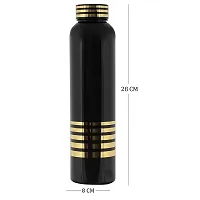 HOMIZE Golden Strip Design Black Plastic Water Bottles for Fridge, Office, School, Gym, Black Color, 5 Piece Set-thumb1