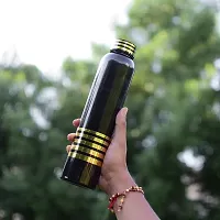 HOMIZE Golden Strip Design Black Plastic Water Bottles for Fridge, Office, School, Gym, Black Color, 5 Piece Set-thumb4