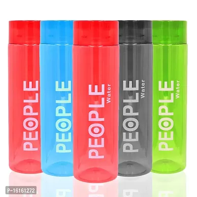 HOMIZE Peoples Design Colorful Plastic Water Bottles for Fridge, Office, School, Gym, 5 Piece Set