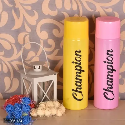 Plastic Water Bottle 500ml Capacity for Kids, Schoool, Travel, Colorful Design and Pattern Bottles, 2 Piece Combo Set-thumb0
