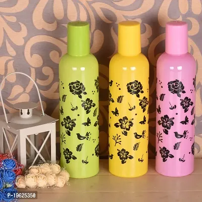 Plastic Water Bottle 500ml Capacity for Kids, Schoool, Travel, Colorful Design and Pattern Bottles, 3 Piece Combo Set-thumb0
