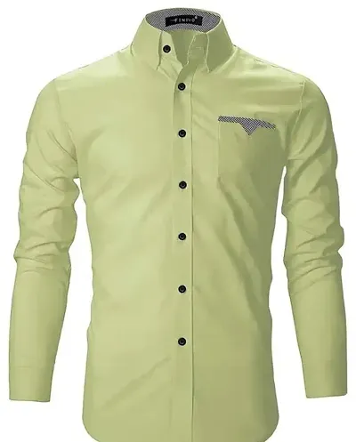 Elegant Blend Solid Long Sleeves Casual Shirts For Men