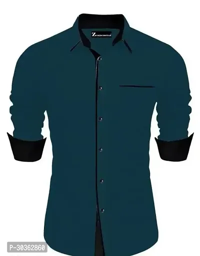 Reliable Green Polycotton Solid Long Sleeves Casual Shirt For Men