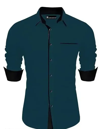 Reliable Blend Solid Long Sleeves Casual Shirts For Men