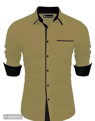 Reliable Beige Polycotton Solid Long Sleeves Casual Shirt For Men