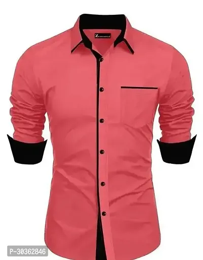 Reliable Pink Polycotton Solid Long Sleeves Casual Shirt For Men-thumb0