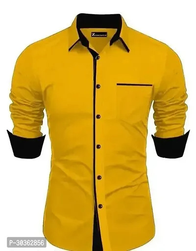 Reliable Yellow Polycotton Solid Long Sleeves Casual Shirt For Men-thumb0